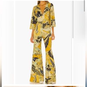 Free people yellow hues combo jumpsuit